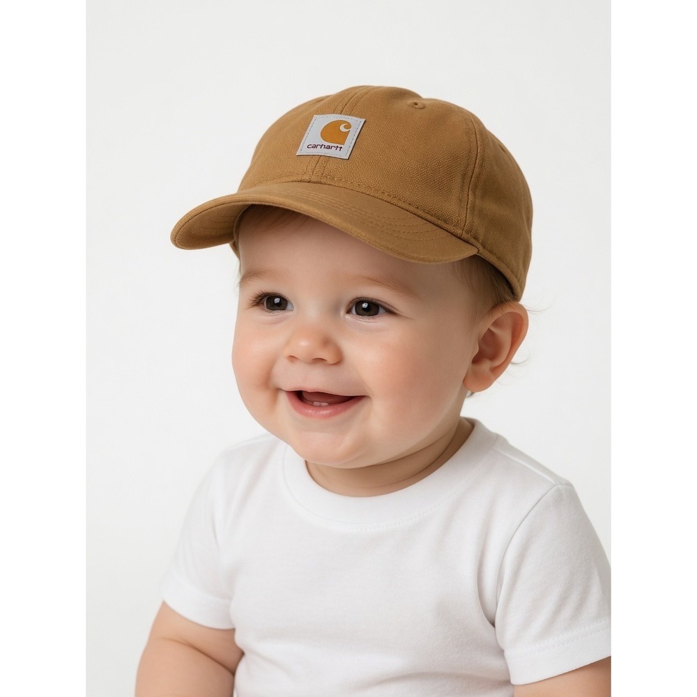 Carhartt Kids Canvas Baseball Cap Brown Elastic Back‎ Infant Toddler Hat